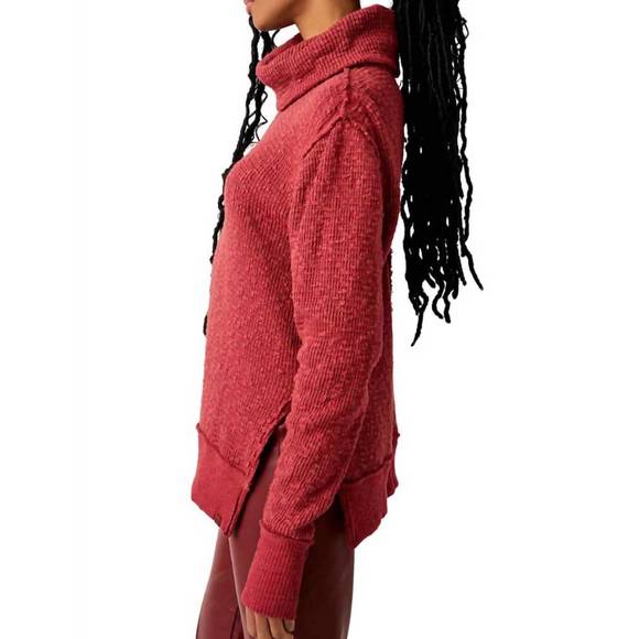 NEW FREE PEOPLE tommy turtleneck sweater in blended berry - Picture 2 of 4